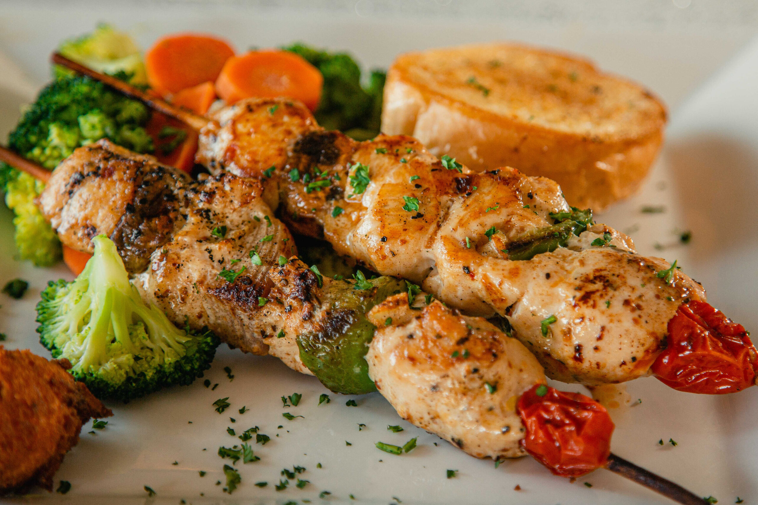 Chicken Kabobs with Steamed Vegetables